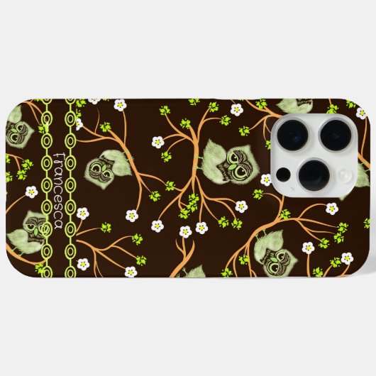 Coques Case-Mate iPhone Chouettes et fleurs motif (Verso (horizontal))