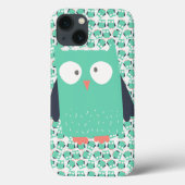 Coques Case-Mate iPhone Chouettes lunaires turquoises (Verso)