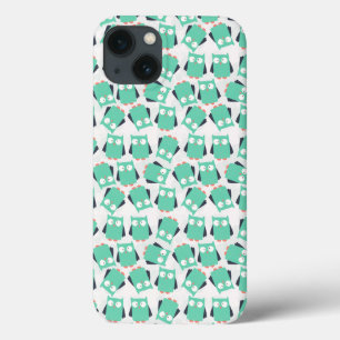 Coques Pour iPhone Chouettes lunaires turquoises