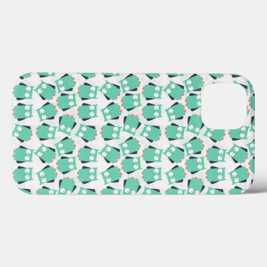 Coques Case-Mate iPhone Chouettes lunaires turquoises (Verso (horizontal))