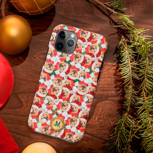 Coques Case-Mate iPhone Chow Chow Vert Doré Noël Chien Mignon Noël