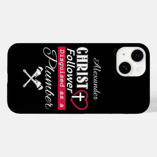 Coques Case-Mate iPhone Christ Follower déguisé en chrétien plombier (Verso (horizontal))