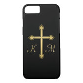 Coques Case-Mate iPhone Christian Gold Cross Monogrammes Initiales Noir (Dos)