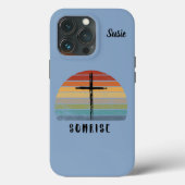Coques Case-Mate iPhone Christian Retro Sunrise Watercolo Cross (Verso)