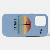 Coques Case-Mate iPhone Christian Retro Sunrise Watercolo Cross (Verso (horizontal))