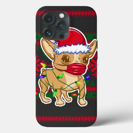 Coques Case-Mate iPhone Christmas chihuahua wearing a medical mask (Verso)