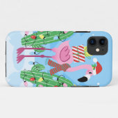 Coques Case-Mate iPhone Christmas Flamingo with Cactus (Dos (Horizontal))