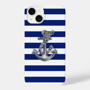 Coque Pour iPhone 14 Chrome Ancre nautique Imprimer sur les rayures mar
