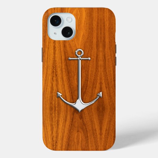 Coques Case-Mate iPhone Chrome Ancre nautique sur bois de teck (Verso)