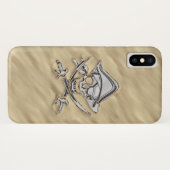 Coques Case-Mate iPhone Chrome Argent Comme Pirate Skull dans le sable (Dos (Horizontal))