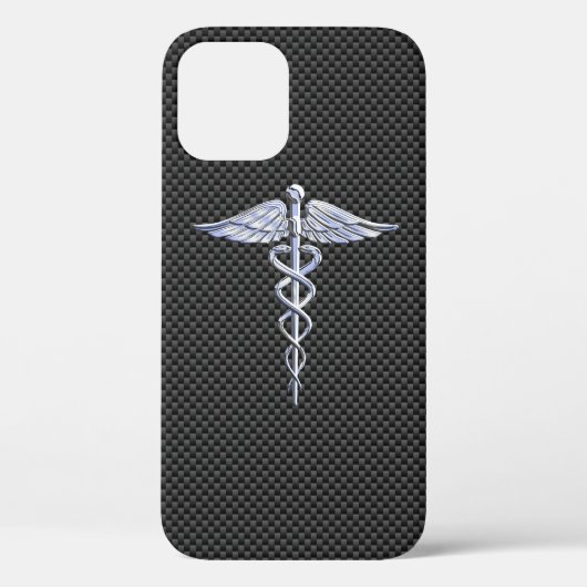 Coques Case-Mate iPhone Chrome Caduceus Médicale Symbole fibre de carbone  (Verso)