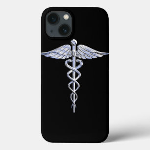 iPhone 13 Coque Chrome Comme Caduceus Symbole Médicale