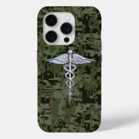 Chrome Comme Caduceus Symbole sur Camouflage Vert