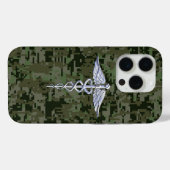 Coques Case-Mate iPhone Chrome Comme Caduceus Symbole sur Camouflage Vert (Verso (horizontal))