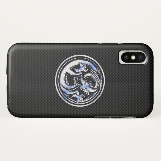 Coques Case-Mate iPhone Chrome comme Dragon Crest Carbon Impression (Dos (Horizontal))