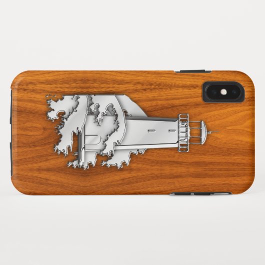 Coques Case-Mate iPhone Chrome comme phare sur bois de teck (Dos (Horizontal))