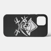 Coques Case-Mate iPhone Chrome Comme Pirate Crossbones Carbone Style (Verso (horizontal))