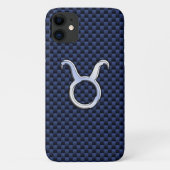 Coques Case-Mate iPhone Chrome Comme Taurus Zodiac Signe Bleu Carbone Impr (Dos)