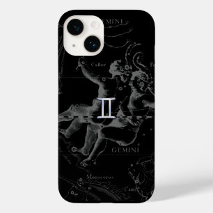 Coque Pour iPhone 14 Chrome d'argent comme Gemini Zodiac Connexion Heve