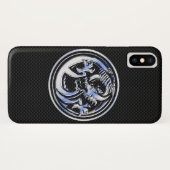 Coques Case-Mate iPhone Chrome Dragon Crest noir Carbone Fibres Impression (Dos (Horizontal))