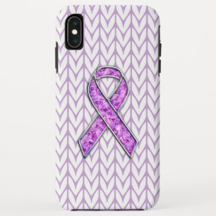 Coques Pour iPhone Chrome et cristaux Pink Ribbon Knit de sensibilisa