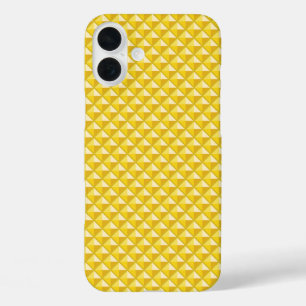 iPhone 16 Plus Case Chrome jaune, look émail, grille cloutée