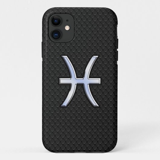Coques Case-Mate iPhone Chrome Like Pisces Zodiac Sign on Black Skin Style (Dos)