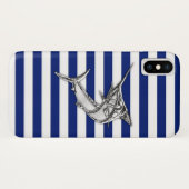 Coques Case-Mate iPhone Chrome marlin Swordfish sur Nautical Stripes (Dos (Horizontal))