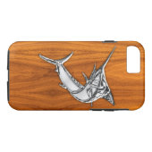 Coques Case-Mate iPhone Chrome nautique Marlin bleu sur la copie en bois (Dos (Horizontal))