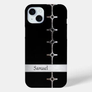 Coque iPhone 15 Mini Chrome noir et argent personnalisé