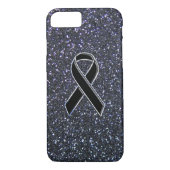 Coques Case-Mate iPhone Chrome Noir sensibilisation au ruban Bleu minuit B (Dos)