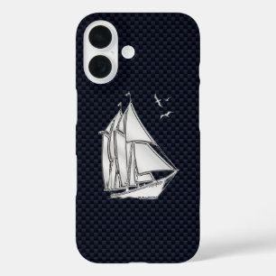 Coques iPhone 16 Chrome Sailboat sur fibre de carbone