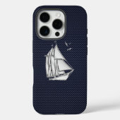 Coques Case-Mate iPhone Chrome Sailboat sur papier carbone (Verso)