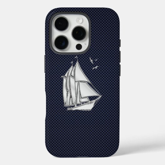 Coques Case-Mate iPhone Chrome Sailboat sur papier carbone (Verso)