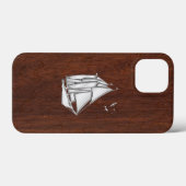 Coques Case-Mate iPhone Chrome Sailboat sur Wet Mahogany Imprimer (Verso (horizontal))