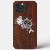 Coques Case-Mate iPhone Chrome Sirène sur Wet Mahogany Imprimer (Verso)