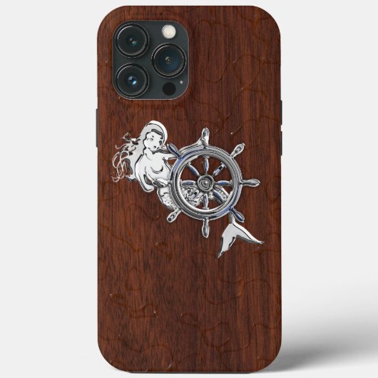 Coques Case-Mate iPhone Chrome Sirène sur Wet Mahogany Imprimer (Verso)