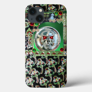 COQUES POUR iPhone CHROME SKULL, BLACK GREEN RED JADE GEM PIERRES