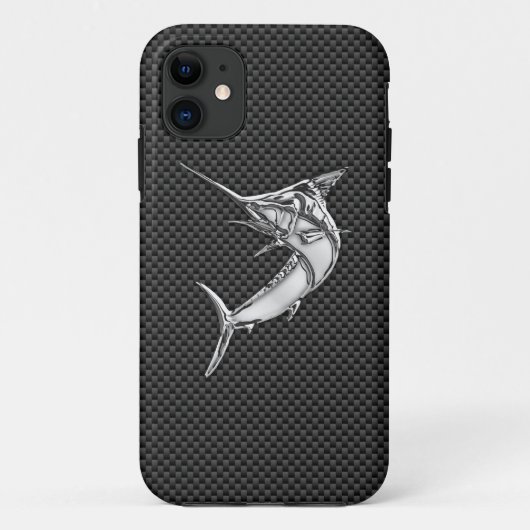 Coques Case-Mate iPhone Chrome Style Marlin on Carbon Fiber Decor (Dos)