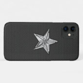 Coques Case-Mate iPhone Chrome Style Nautique Star sur fibre de carbone (Dos (Horizontal))