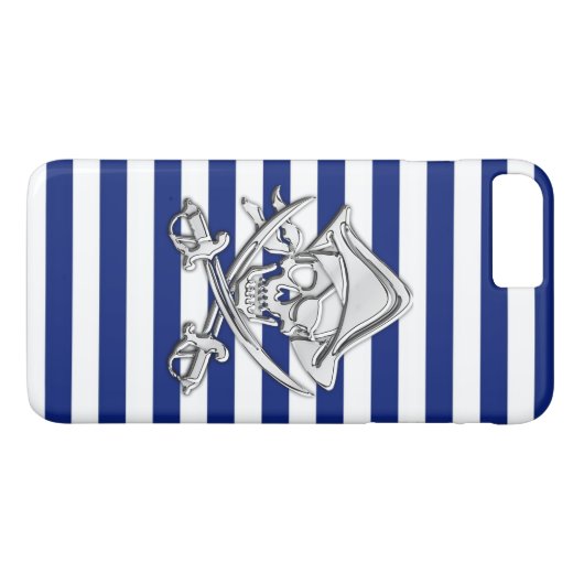 Coques Case-Mate iPhone Chrome Style Pirate sur les bandes Nautiques (Dos (Horizontal))