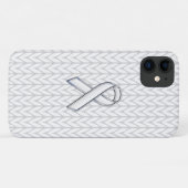 Coques Case-Mate iPhone Chrome sur Knit blanc sensibilisation au ruban (Dos (Horizontal))