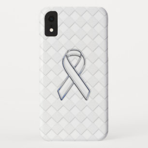 Case-Mate iPhone Case Chrome White Ribbon Sensibilisation sur Checkers I