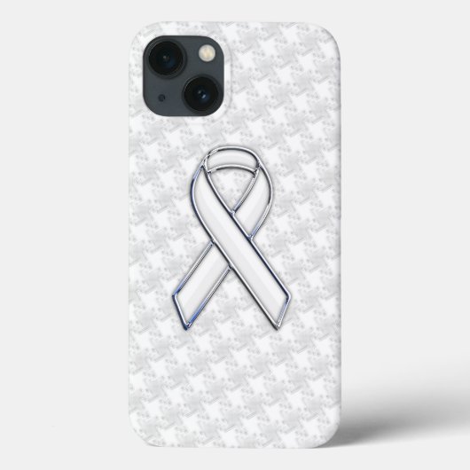 Coques Case-Mate iPhone Chrome White Ribbon Sensibilisation sur Houndstoot (Verso)