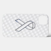 Coques Case-Mate iPhone Chrome White Ribbon Sensibilisation sur Houndstoot (Verso (horizontal))