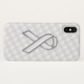 Coques Case-Mate iPhone Chrome White Ribbon Sensibilisation sur Houndstoot (Dos (Horizontal))