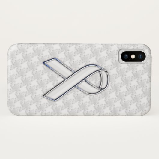 Coques Case-Mate iPhone Chrome White Ribbon Sensibilisation sur Houndstoot (Dos (Horizontal))
