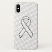 Coques Case-Mate iPhone Chrome White Ribbon Sensibilisation sur Houndstoot (Dos)