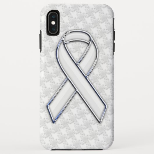 Coques Case-Mate iPhone Chrome White Ribbon Sensibilisation sur Houndstoot (Dos)
