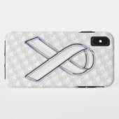 Coques Case-Mate iPhone Chrome White Ribbon Sensibilisation sur Houndstoot (Dos (Horizontal))